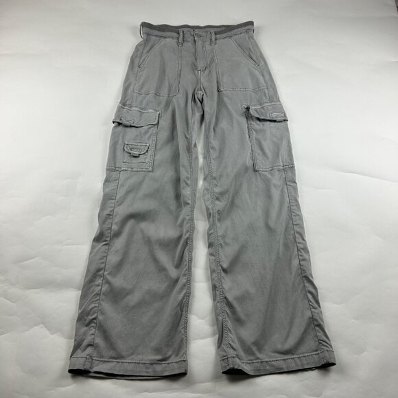 American Eagle Outfitters Pants - American Eagle Light Gray Drapey Stretch Cargo Pant 4R